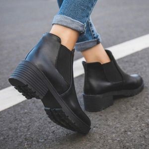 Black chelsea booties